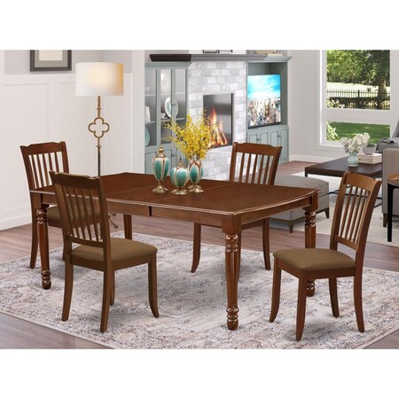 East West Furniture 5 Piece Dover Dining Set - Mahogany DODA5-MAH-C